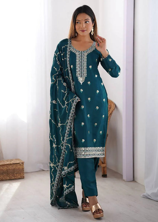 Women’s Kurta Pent Dupatta Set Tesla Fabric