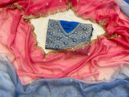 New Trendy Sequence And Mirror Work saree with Multiple colours