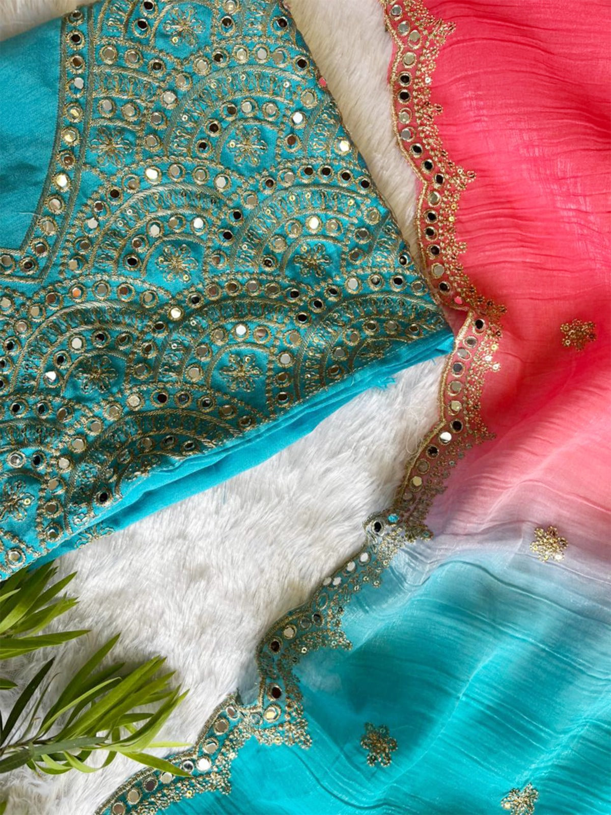 New Trendy Sequence And Mirror Work saree with Multiple colours