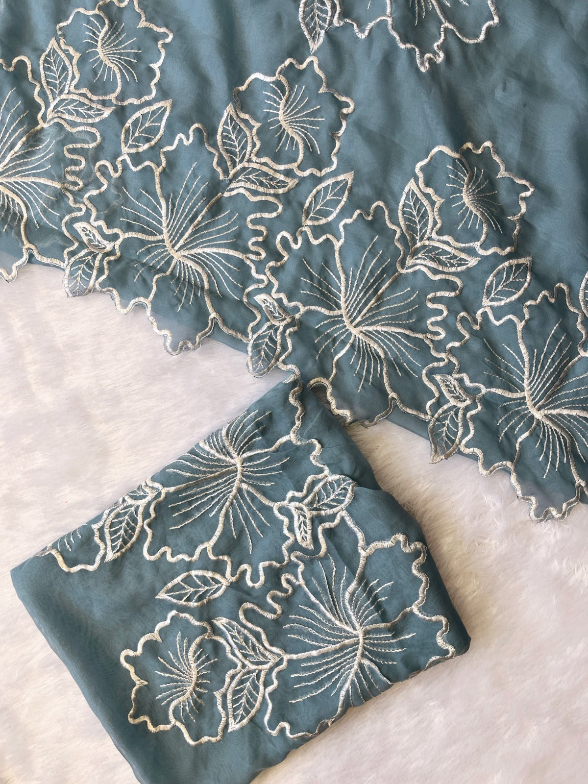 New Beautiful Sequenced Floral Thread Work saree with Multiple colours Saree