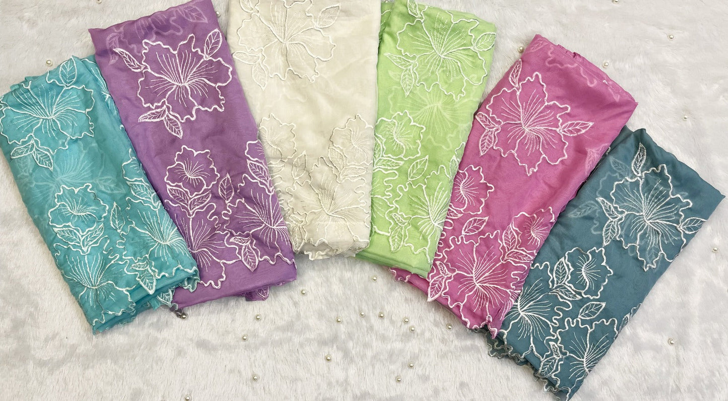 New Beautiful Sequenced Floral Thread Work saree with Multiple colours Saree