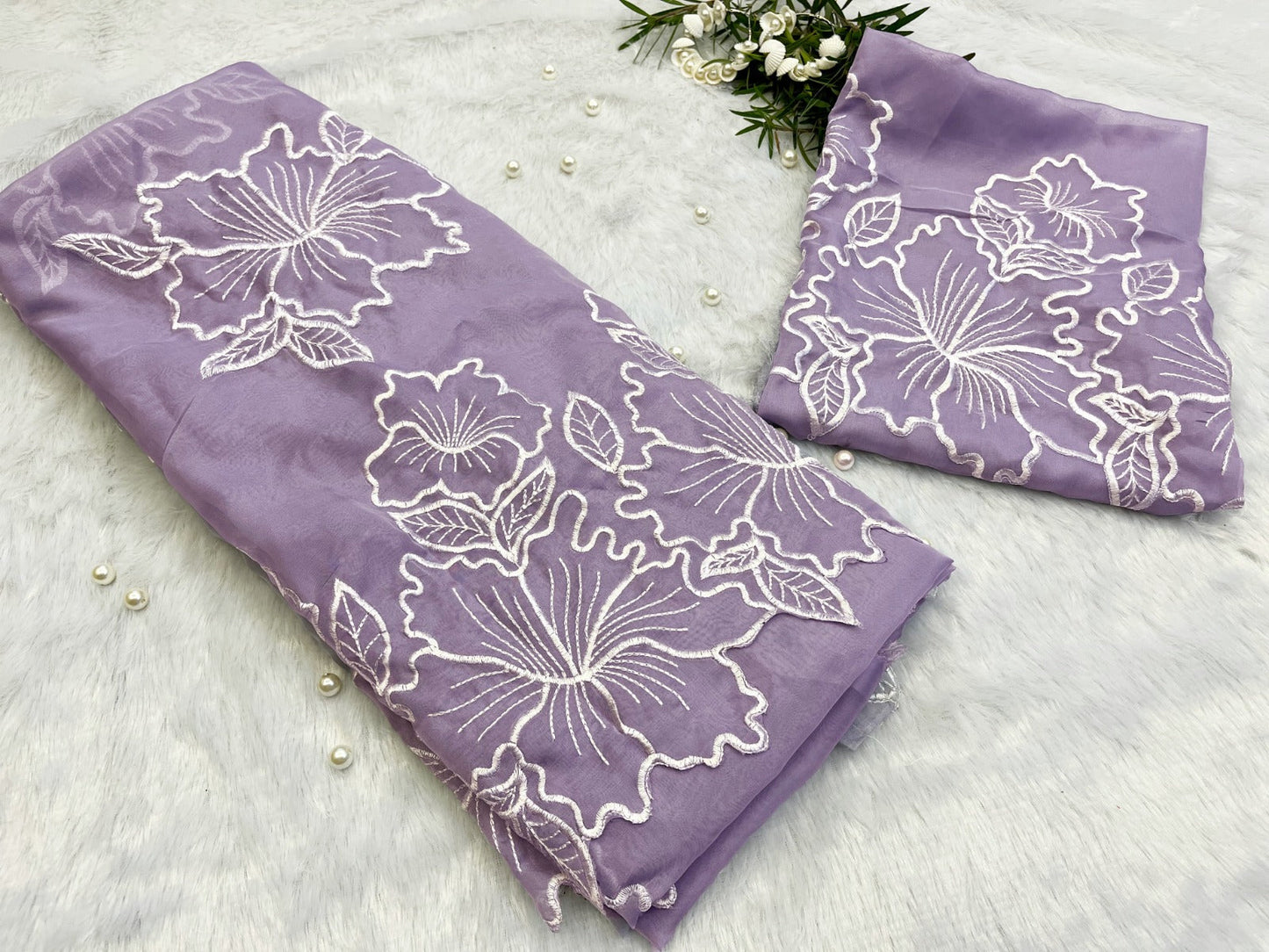 New Beautiful Sequenced Floral Thread Work saree with Multiple colours Saree