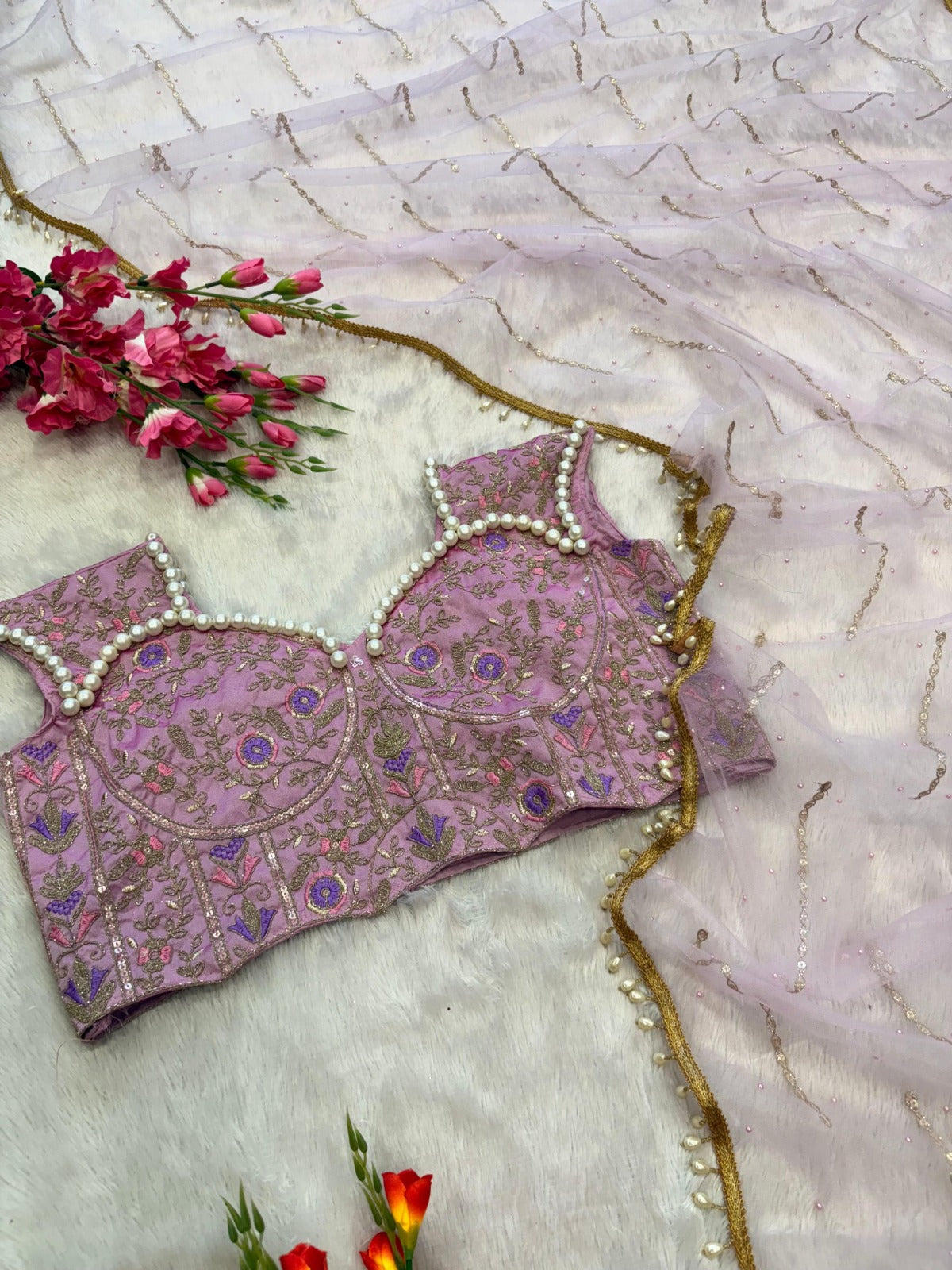 Premium Soft Butterfly Net Embellished With Beautiful Sequins Work And With Beautiful Hand Pearl Work Heavy Lace Border Work Saree