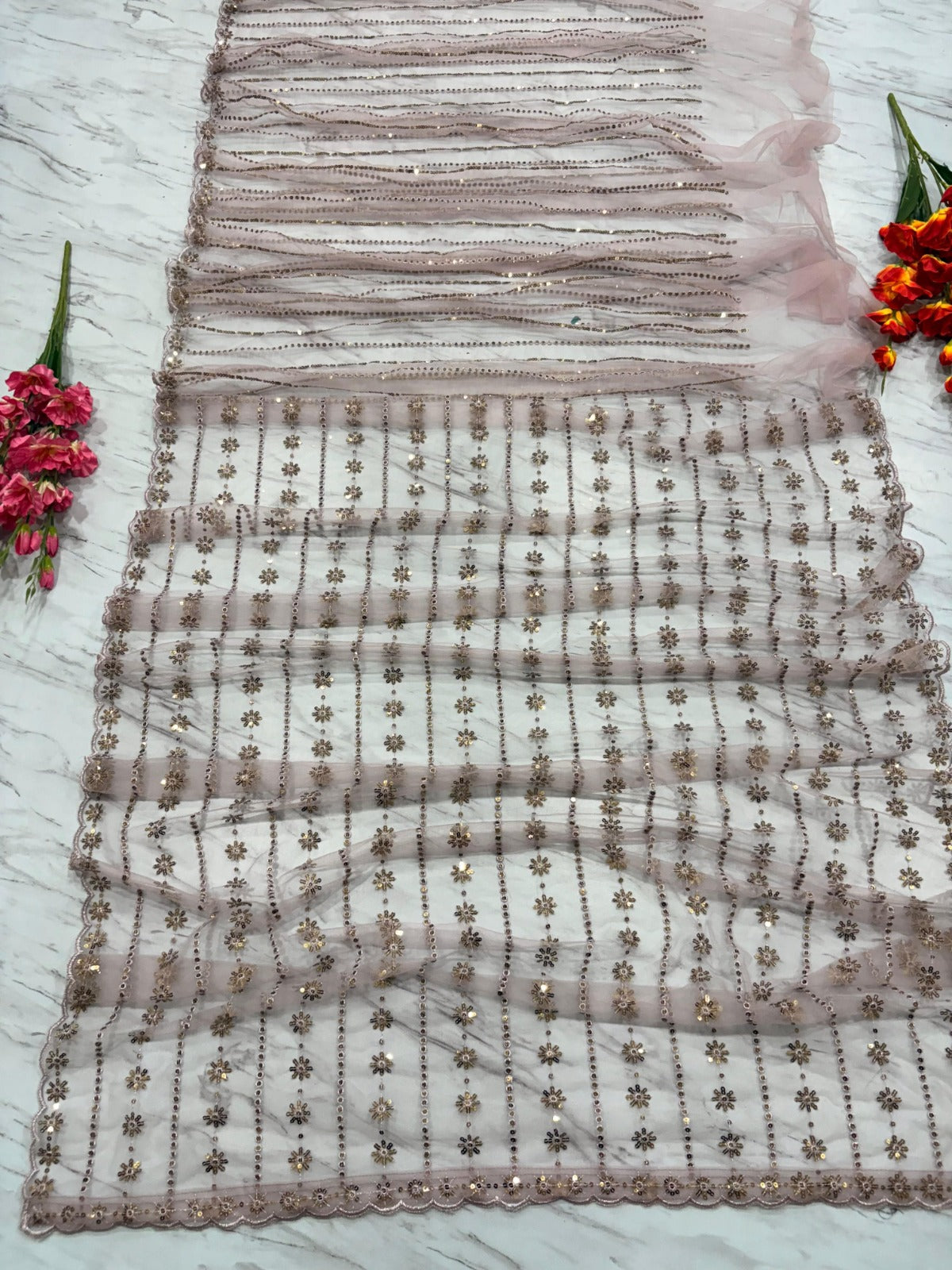 Premium Butterfly Net Embellished With Beautiful Sequins Work Saree