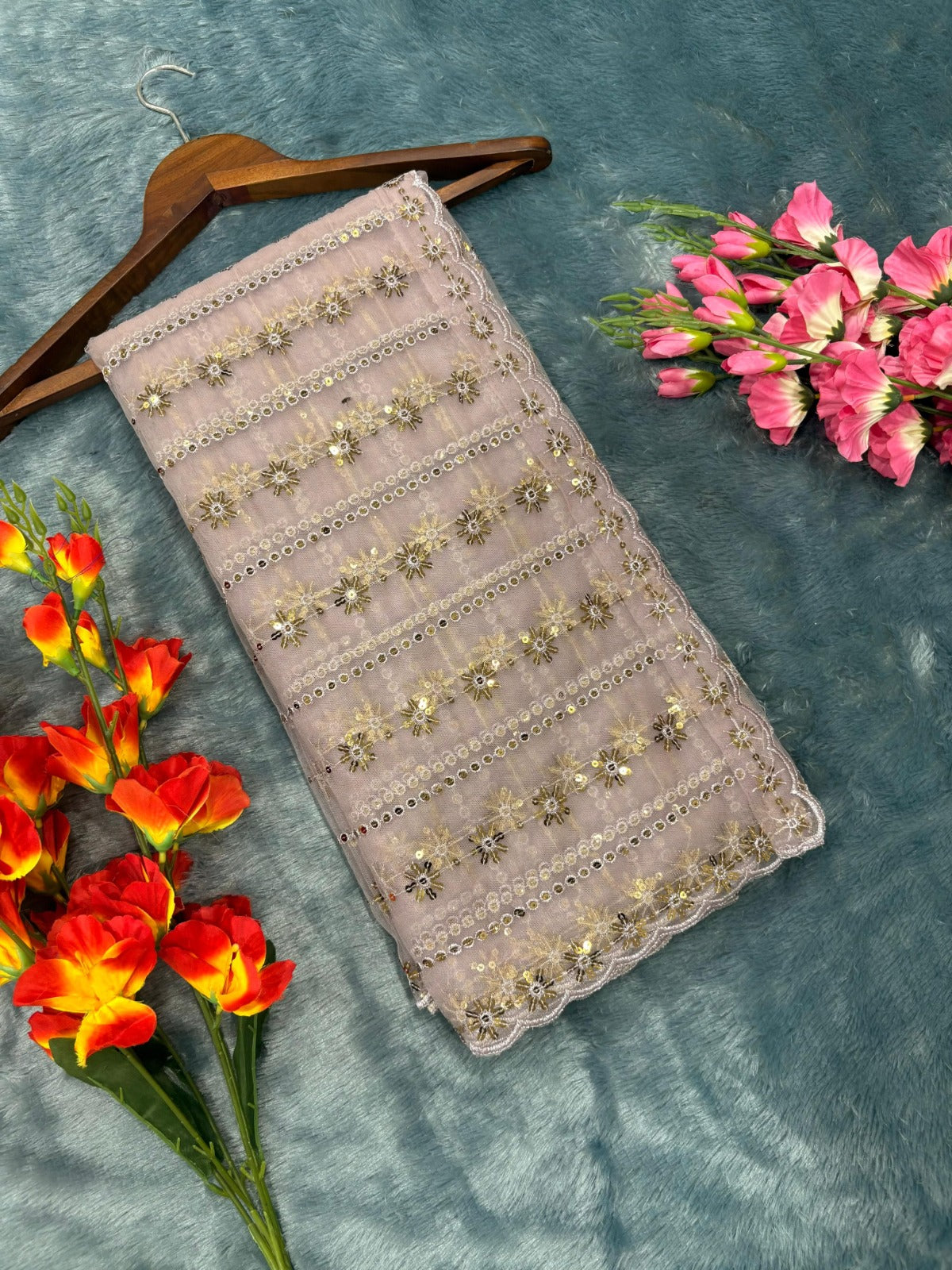 Premium Butterfly Net Embellished With Beautiful Sequins Work Saree