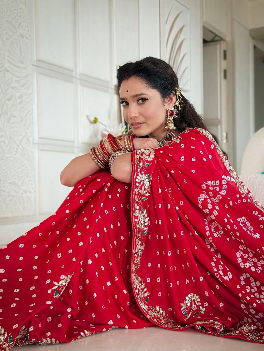Gaji Silk Original Bandhani With Gota Pati Hand Work Saree ❤