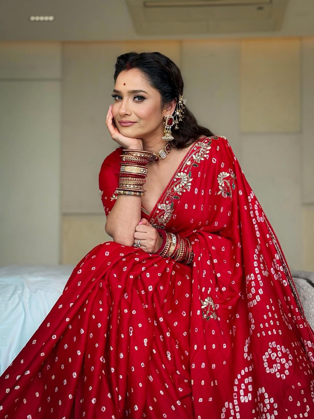 Gaji Silk Original Bandhani With Gota Pati Hand Work Saree ❤