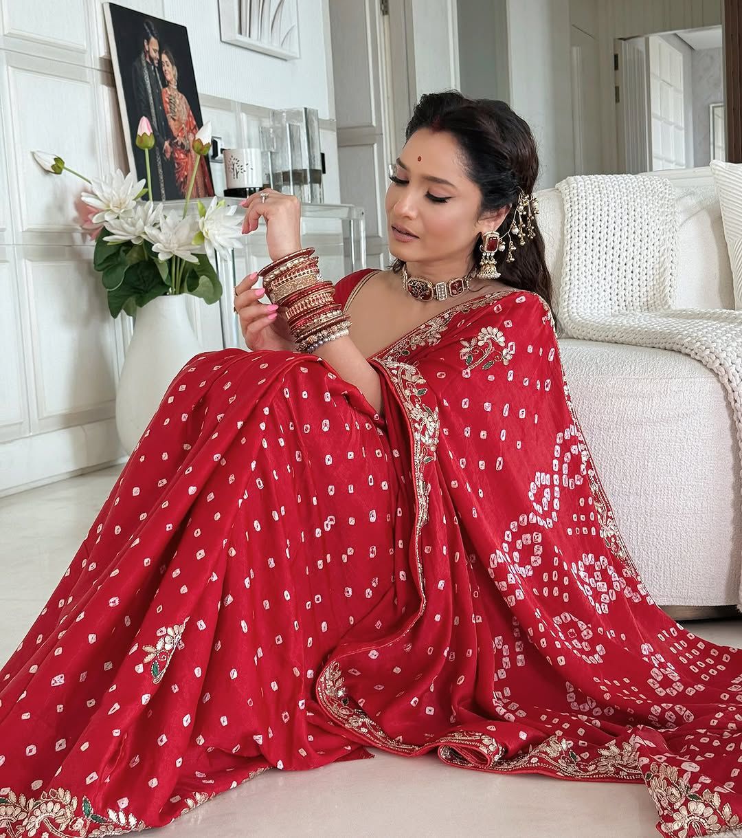 Gaji Silk Original Bandhani With Gota Pati Hand Work Saree ❤