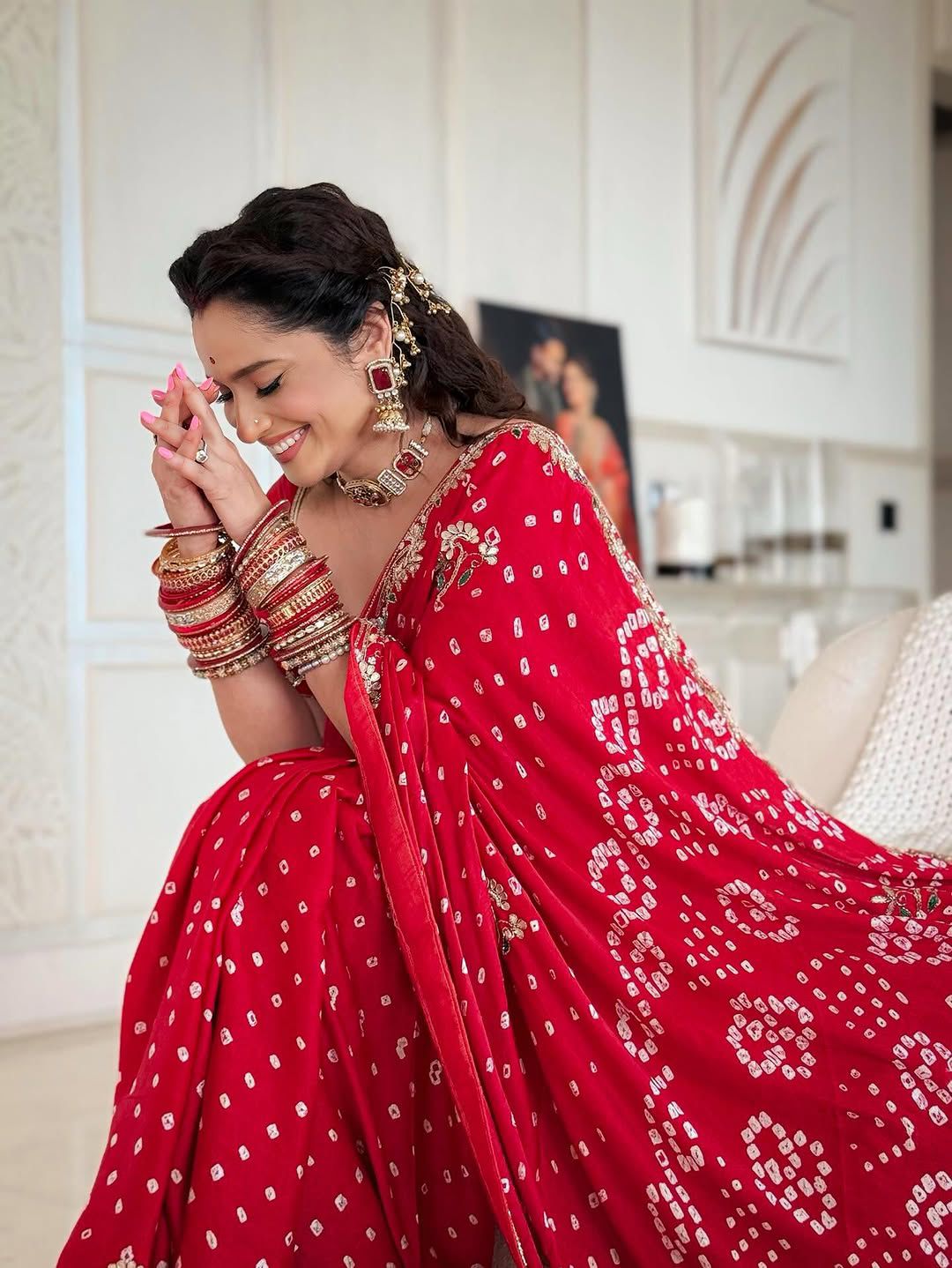 Gaji Silk Original Bandhani With Gota Pati Hand Work Saree ❤