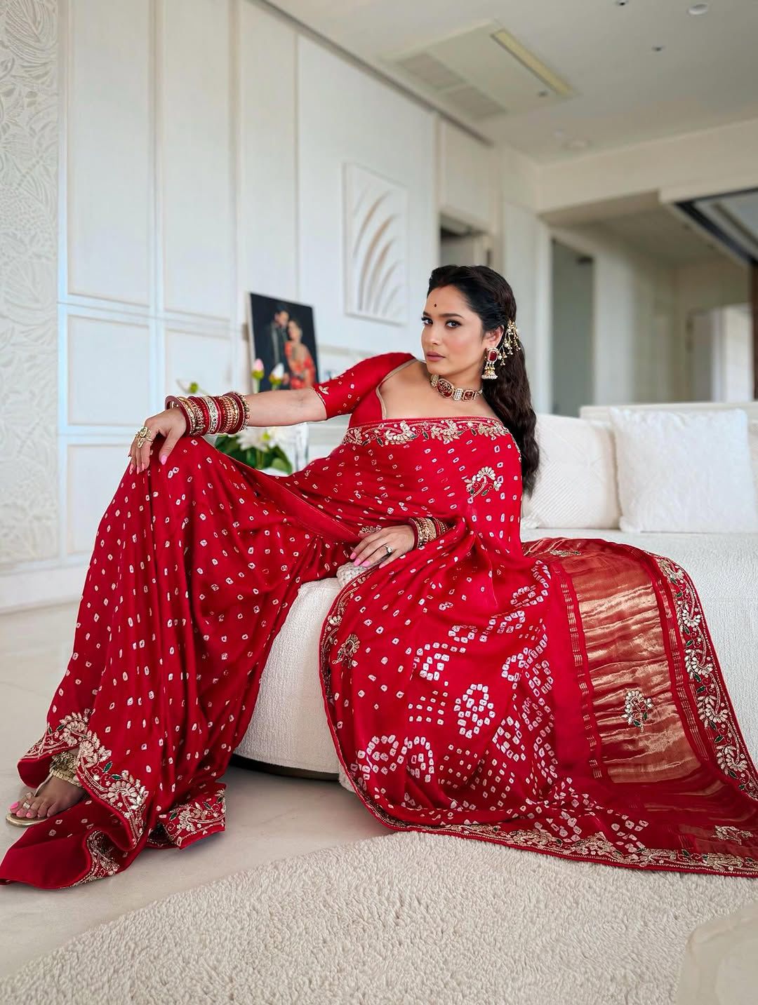 Gaji Silk Original Bandhani With Gota Pati Hand Work Saree ❤