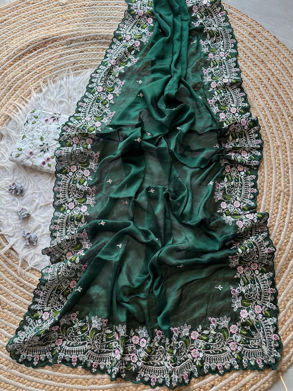 PURE SOFT BLACK RANGOLI SILK FABRIC ON BEAUTIFUL EMBROIDERY C-PALLU Saree