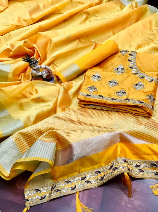 Banarasi soft cotton silk, Jequard Butti  Saree
