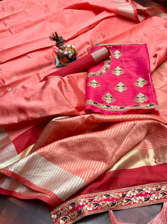 Banarasi soft cotton silk, Jequard Butti  Saree