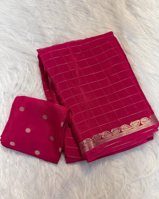 New Arrival – Pure Viscose Chinon Saree with Matching Blouse