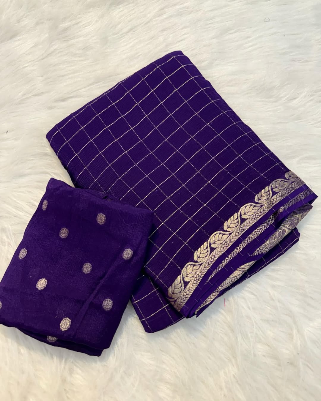 New Arrival – Pure Viscose Chinon Saree with Matching Blouse