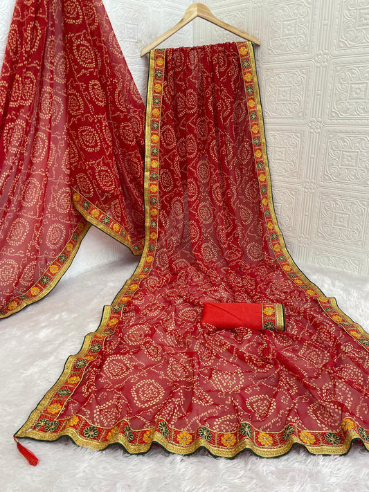 New Bandhani Saree – Viscose Georgette with Gota Patti Hand Work (Bandhani Vol-2)
