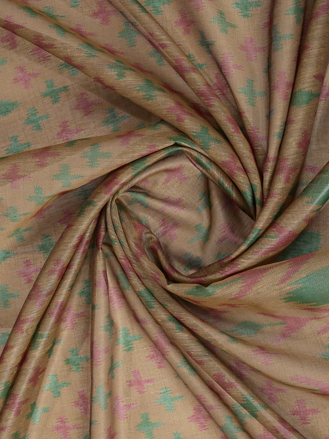 Olive & Purple Ikat Printed Chanderi Saree with Contrast Border (Code: GG-321)