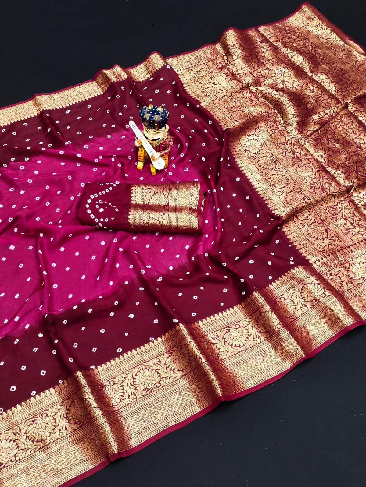 New Kanjivaram Bandhani Saree – Sugandha Collection (Cotton Silk with Hand Bandhej)