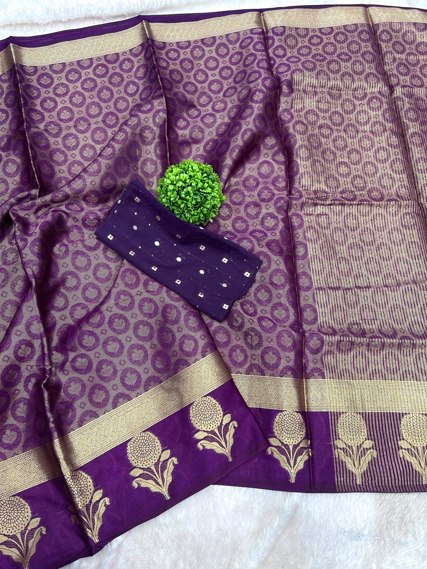 New Arrival – Pure Handloom Crepe Silk Saree with Banarasi Zari & Jacquard Blouse