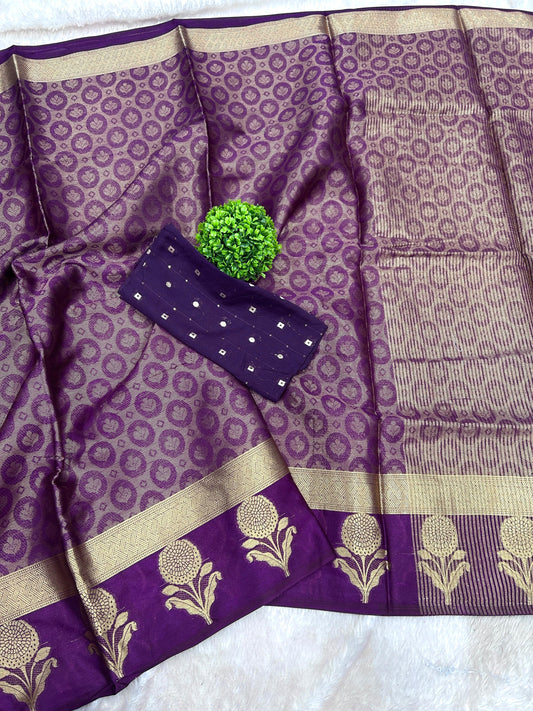 New Arrival – Pure Handloom Crepe Silk Saree with Banarasi Zari & Jacquard Blouse