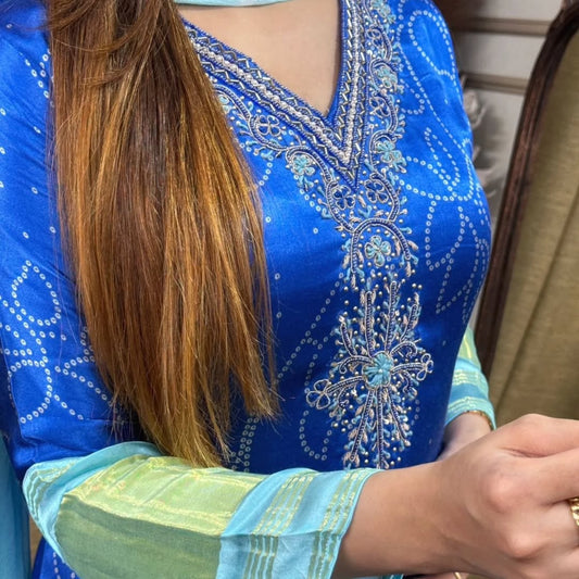 Exclusive Gradient Kurti Palazzo Dupatta Sets