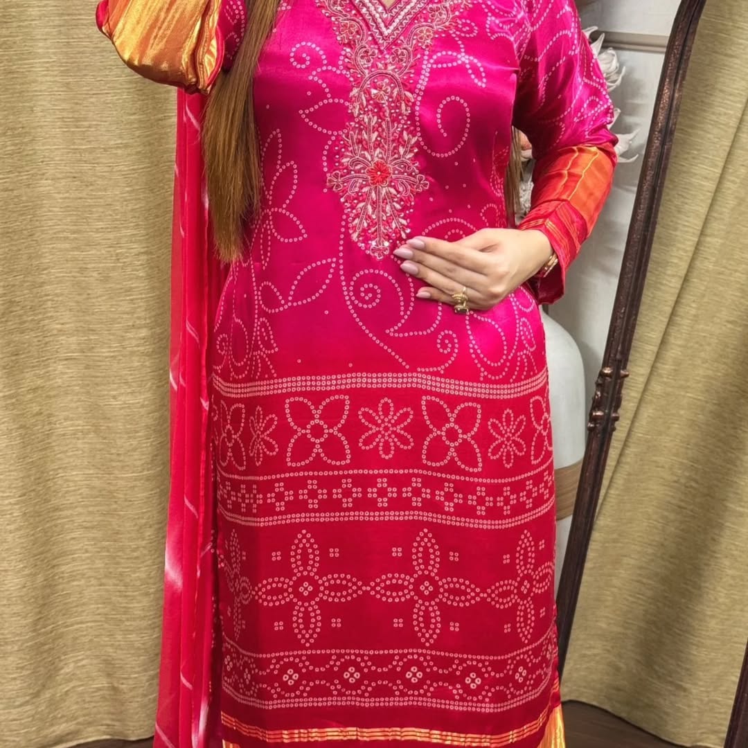 Exclusive Gradient Kurti Palazzo Dupatta Sets