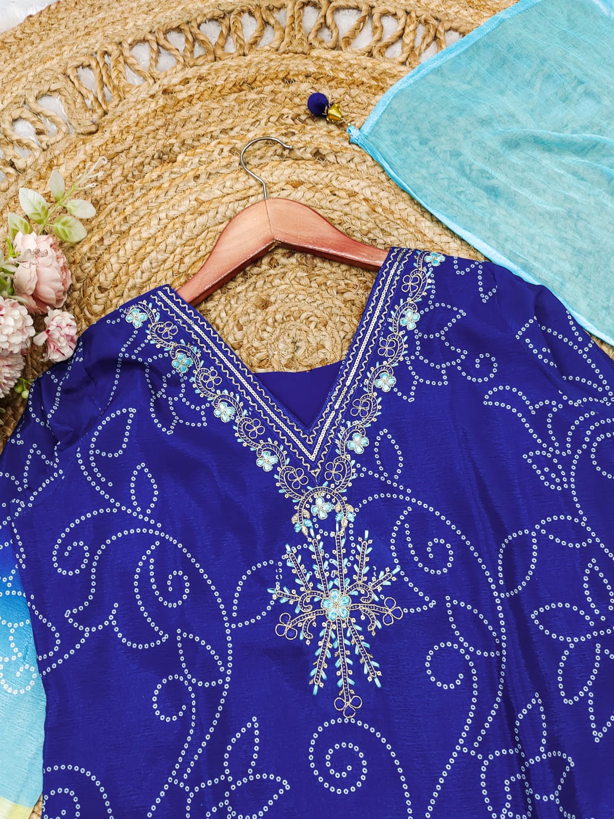 Exclusive Gradient Kurti Palazzo Dupatta Sets