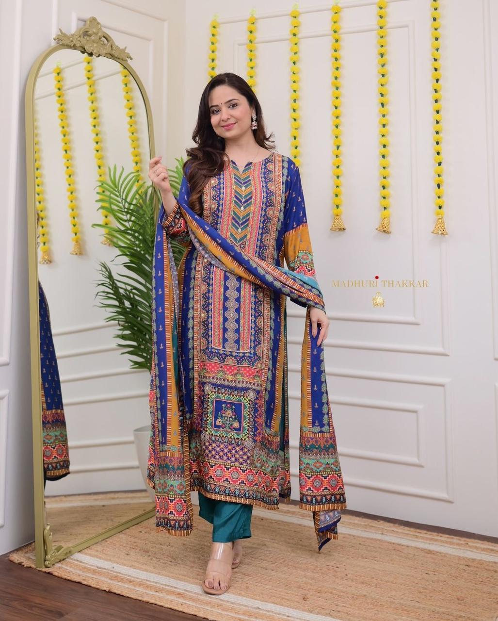Navratri Special Collection 2025 – Multicoloured 3-Piece Suit Set with Dupatta