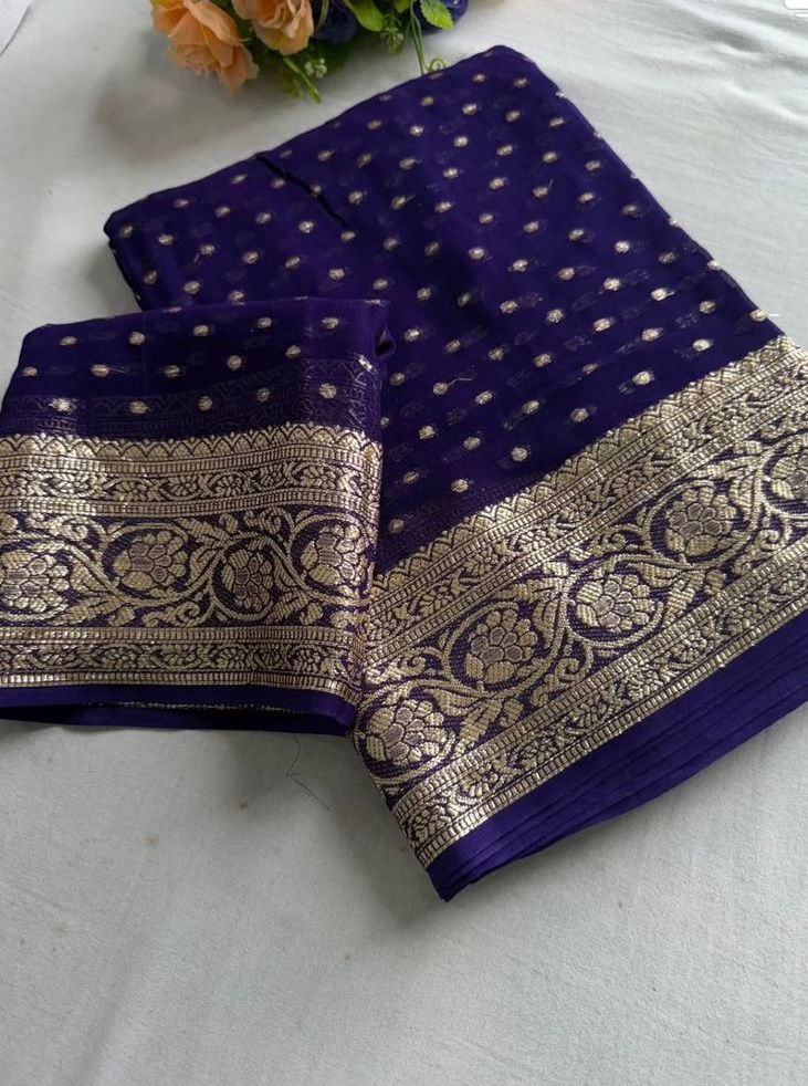 New Arrival – Viscose Georgette Saree with Contrast Blouse
