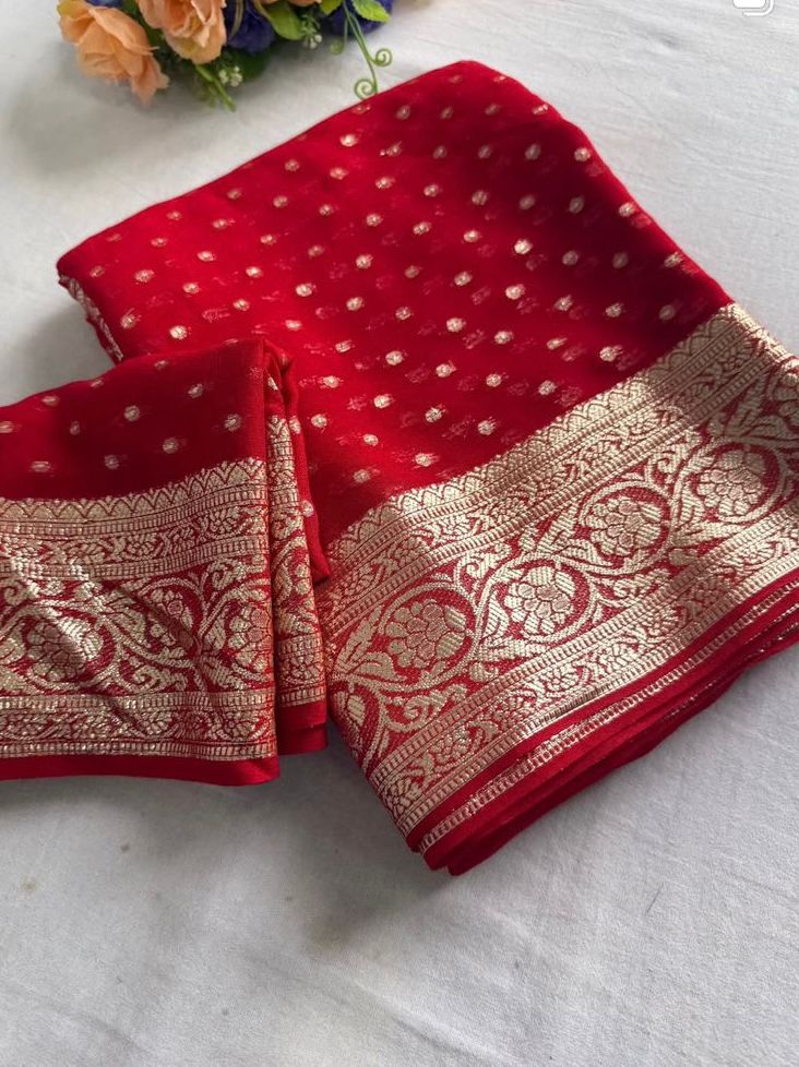 New Arrival – Viscose Georgette Saree with Contrast Blouse
