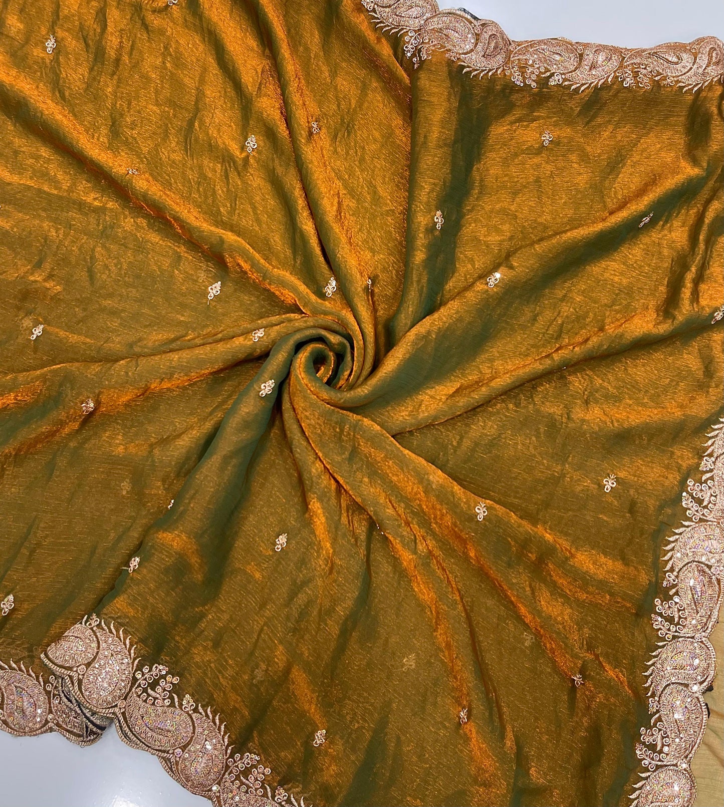 House of ShiVisha Shaded Fendy Chiffon Saree – Multi Embroidery Sequins Work with Matching Blouse