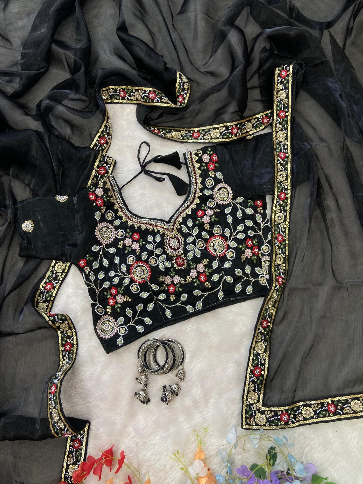 HOS ASN-55 Handwork Saree – Premium Burberry Silk with Khatli Work & Designer Blouse