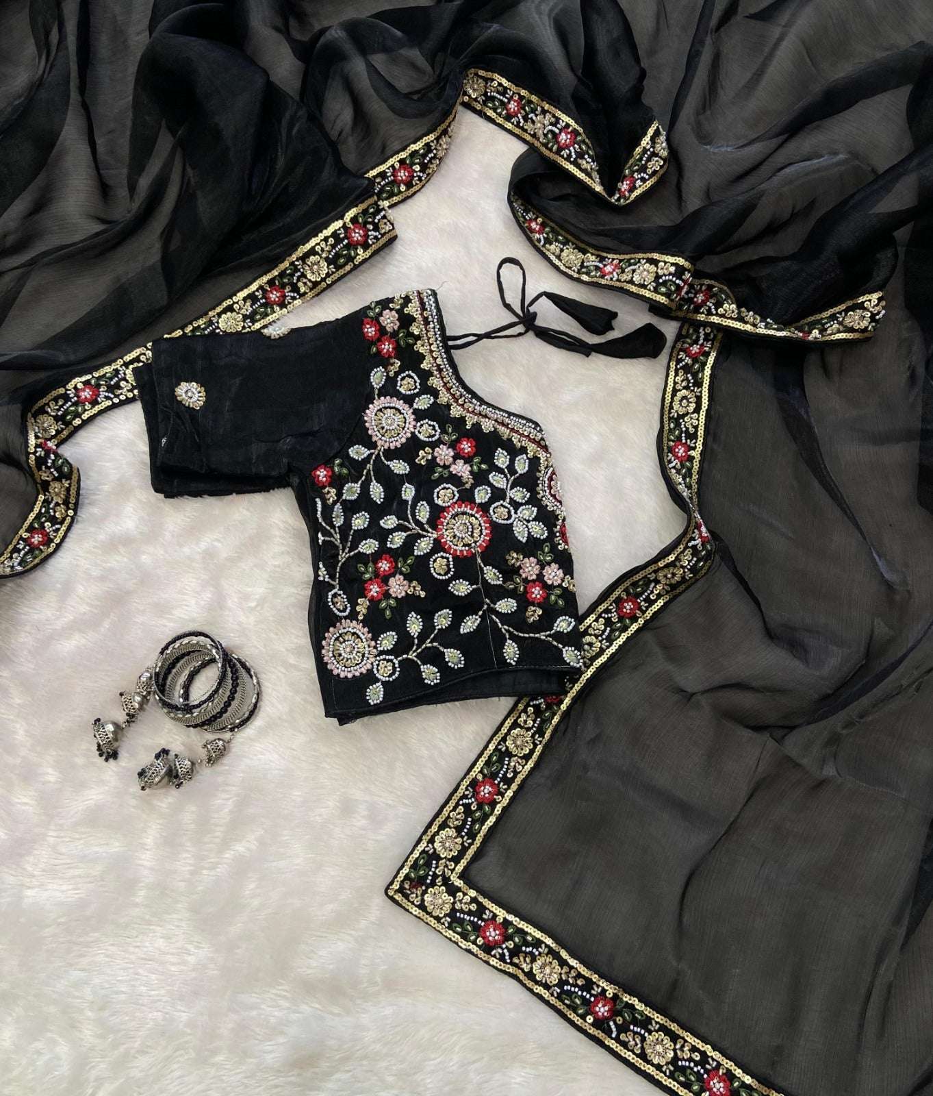 HOS ASN-55 Handwork Saree – Premium Burberry Silk with Khatli Work & Designer Blouse - House Of ShiVisha