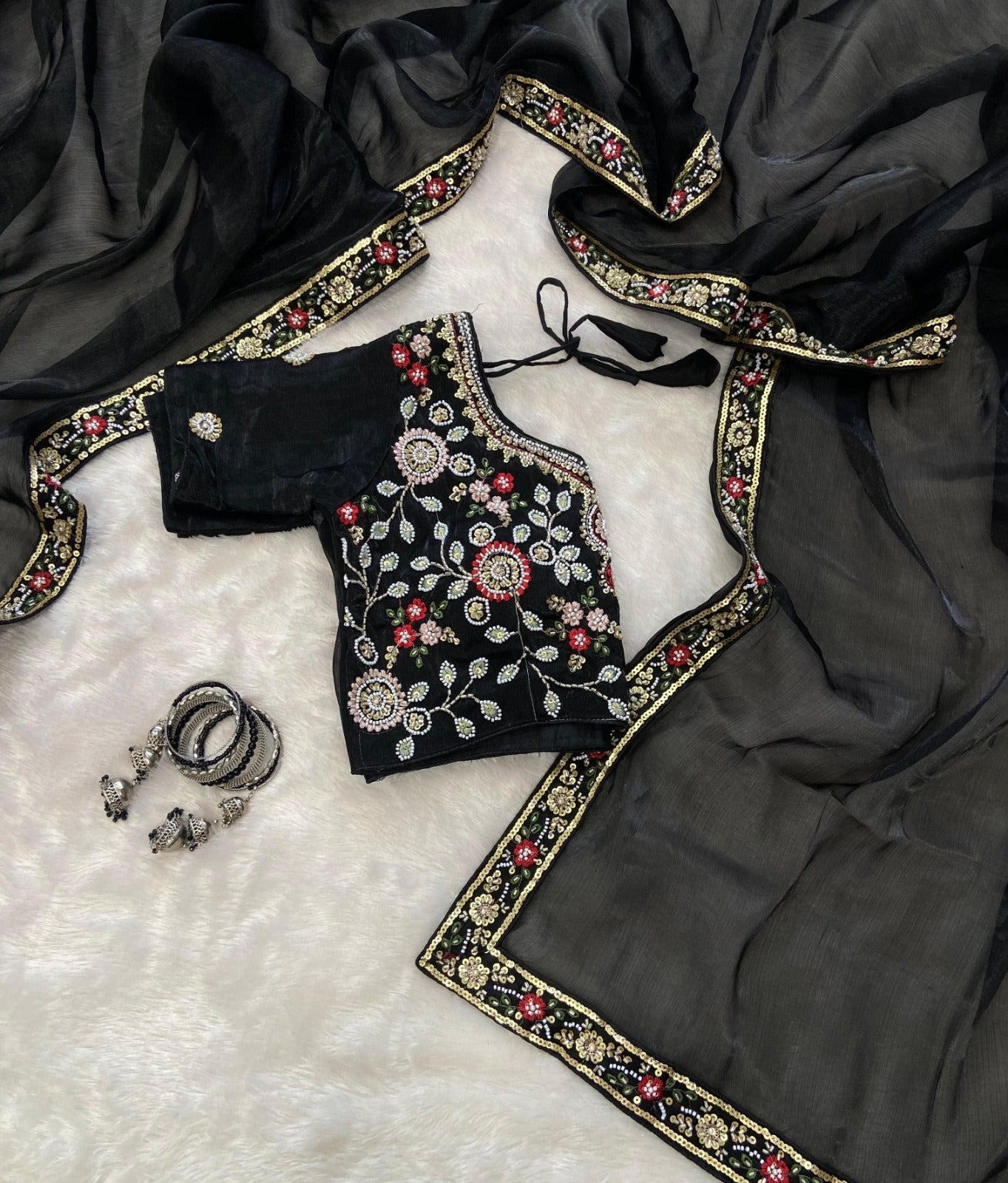 HOS ASN-55 Handwork Saree – Premium Burberry Silk with Khatli Work & Designer Blouse