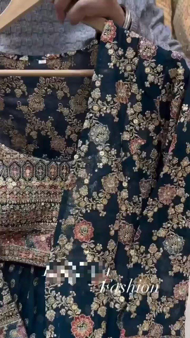 HOS HC-969 Designer Koti Suit Set – Faux Georgette with Embroidery, Dori & Heavy Sequins Work