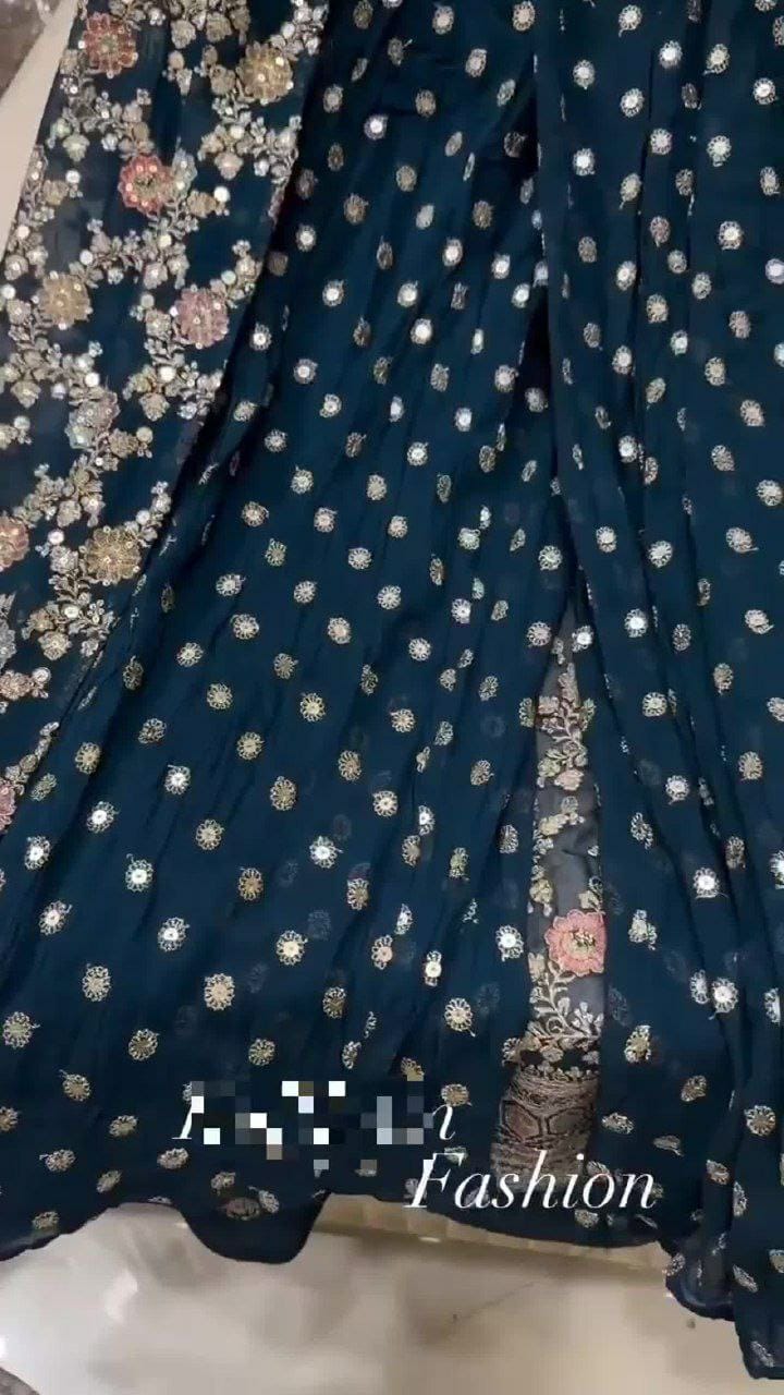 HOS HC-969 Designer Koti Suit Set – Faux Georgette with Embroidery, Dori & Heavy Sequins Work