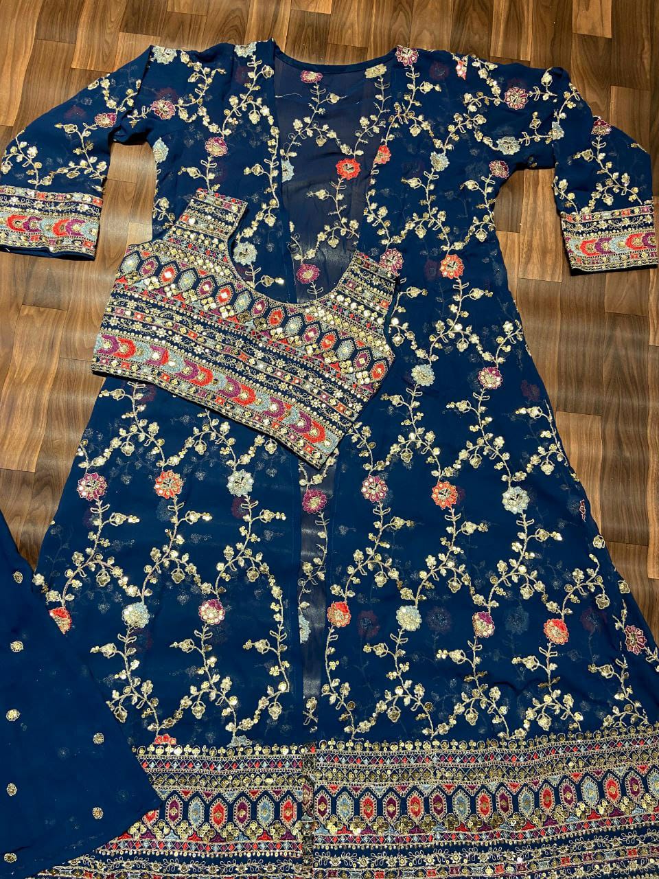 HOS HC-969 Designer Koti Suit Set – Faux Georgette with Embroidery, Dori & Heavy Sequins Work