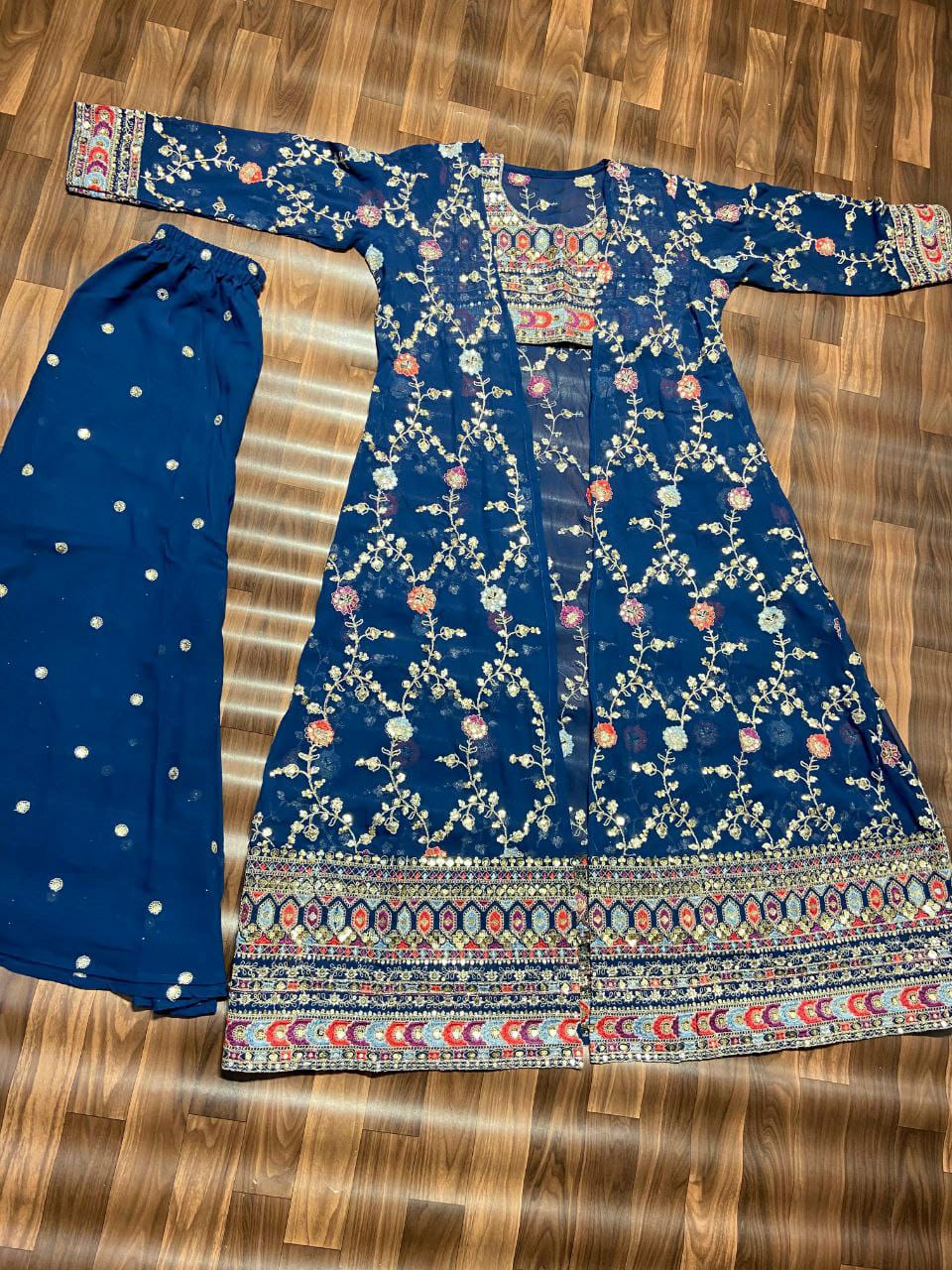 HOS HC-969 Designer Koti Suit Set – Faux Georgette with Embroidery, Dori & Heavy Sequins Work