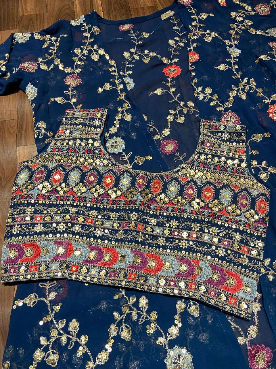 HOS HC-969 Designer Koti Suit Set – Faux Georgette with Embroidery, Dori & Heavy Sequins Work - House Of ShiVisha