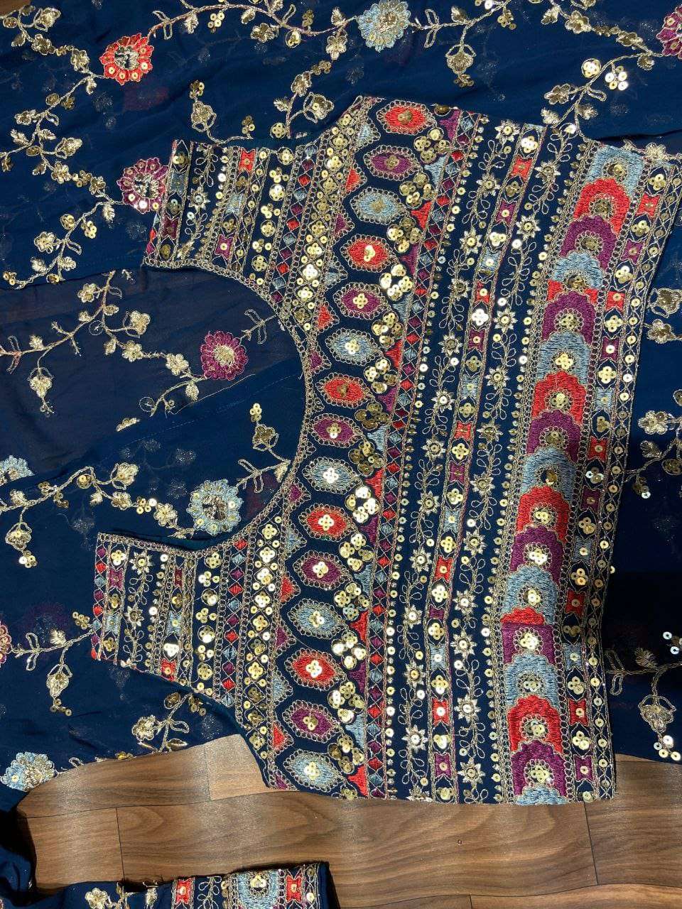 HOS HC-969 Designer Koti Suit Set – Faux Georgette with Embroidery, Dori & Heavy Sequins Work - House Of ShiVisha