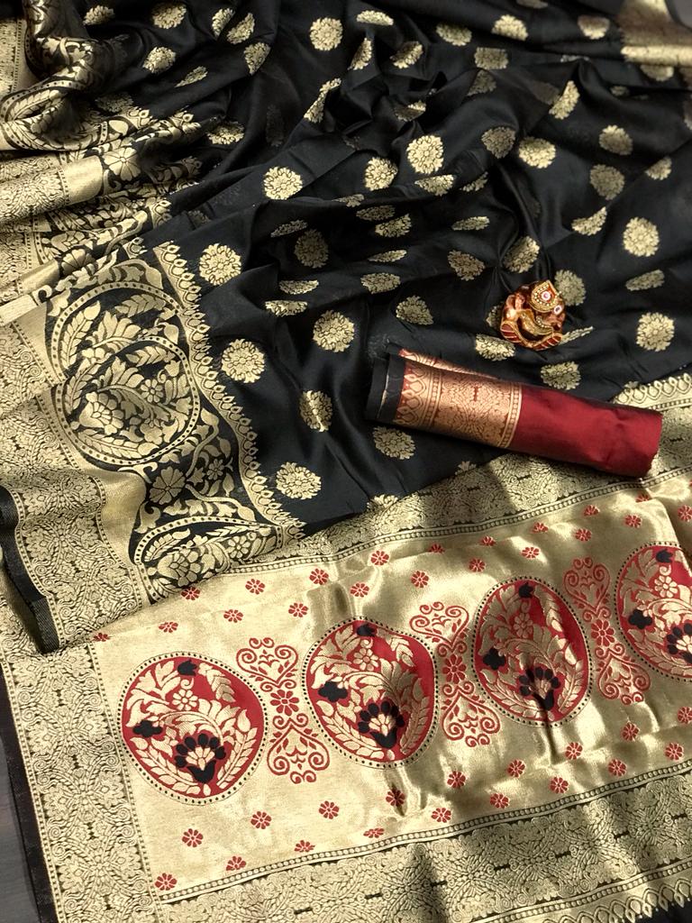 HOS TANMAY Catalogue – Soft Banarasi Silk Saree with Gold Jari Weaving & Rich Pallu