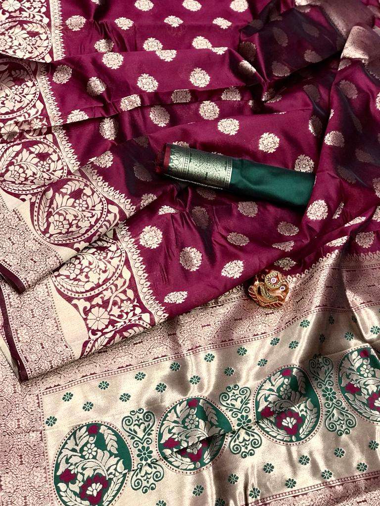 HOS TANMAY Catalogue – Soft Banarasi Silk Saree with Gold Jari Weaving & Rich Pallu - House Of ShiVisha