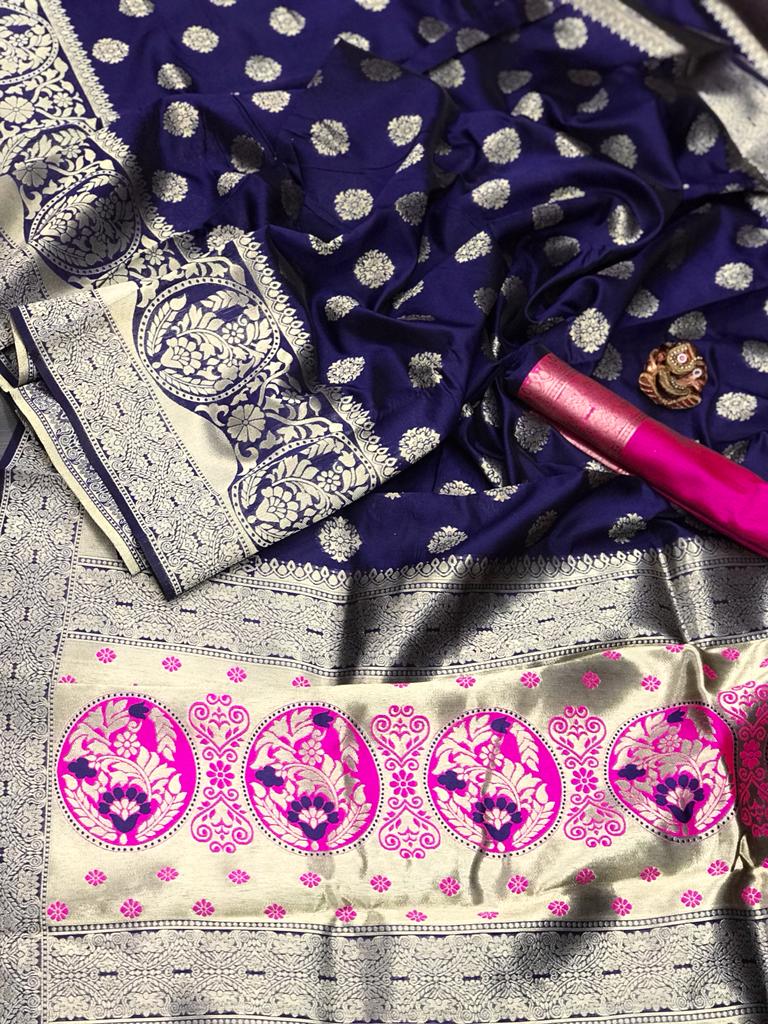 HOS TANMAY Catalogue – Soft Banarasi Silk Saree with Gold Jari Weaving & Rich Pallu