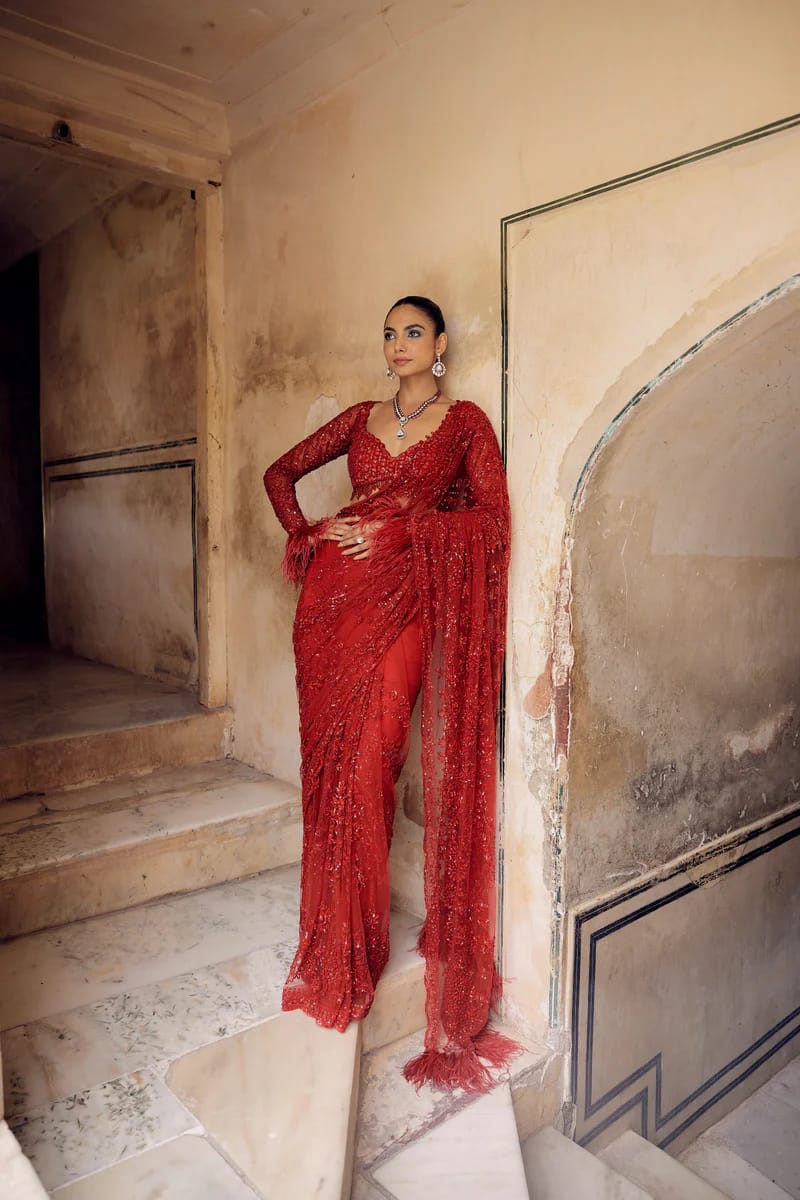 HOS DF 3461 Bollywood Blockbuster Saree – Butterfly Net with Heavy Sequins Embroidery & Designer Blouse