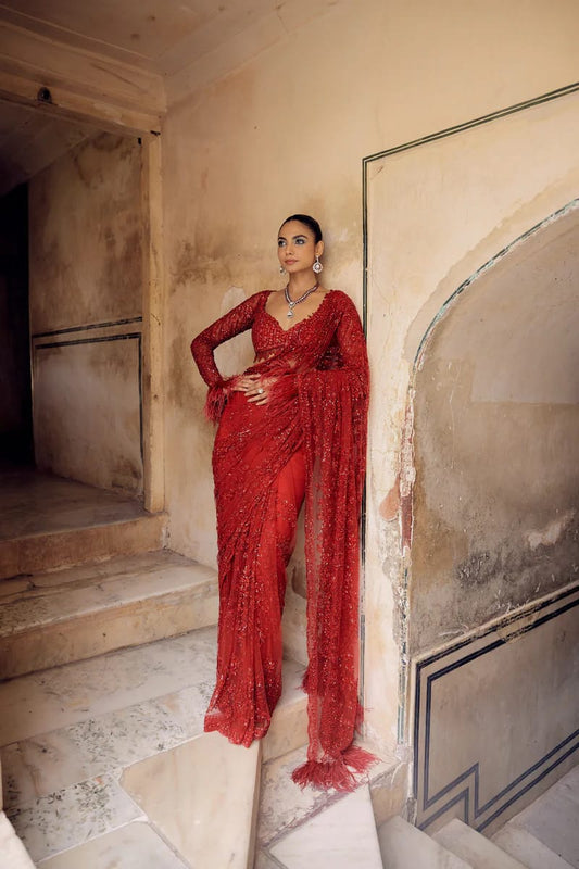 HOS DF 3461 Bollywood Blockbuster Saree – Butterfly Net with Heavy Sequins Embroidery & Designer Blouse
