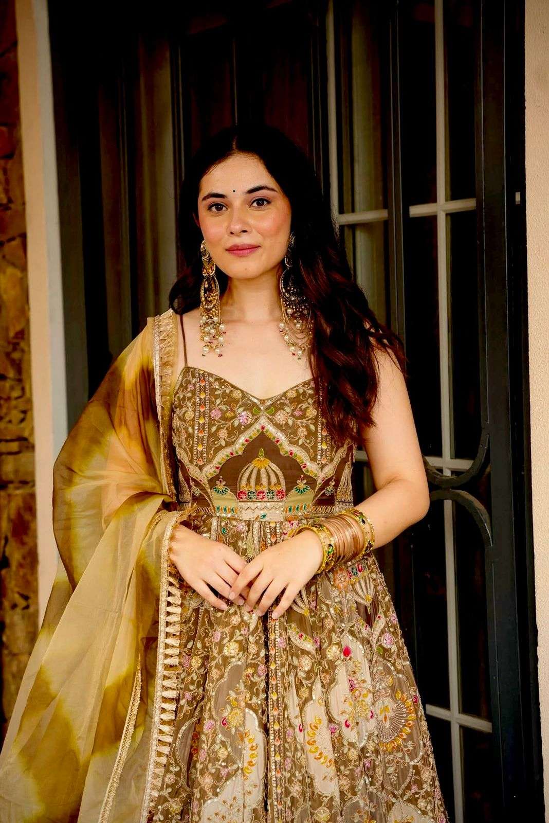 HOS SCnx 11676 Anarkali Gown – Digital Printed Jimmy Organza Silk with Designer Dupatta - House Of ShiVisha