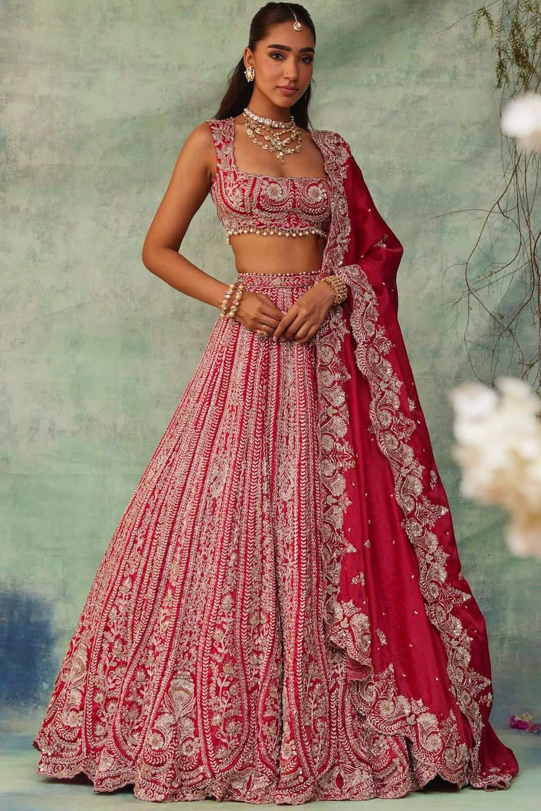 HOS HC-1010 Designer Lehenga – Boomer Silk with Thread, Coding & Sequins Work (3.5 Mtr Flair) - House Of ShiVisha