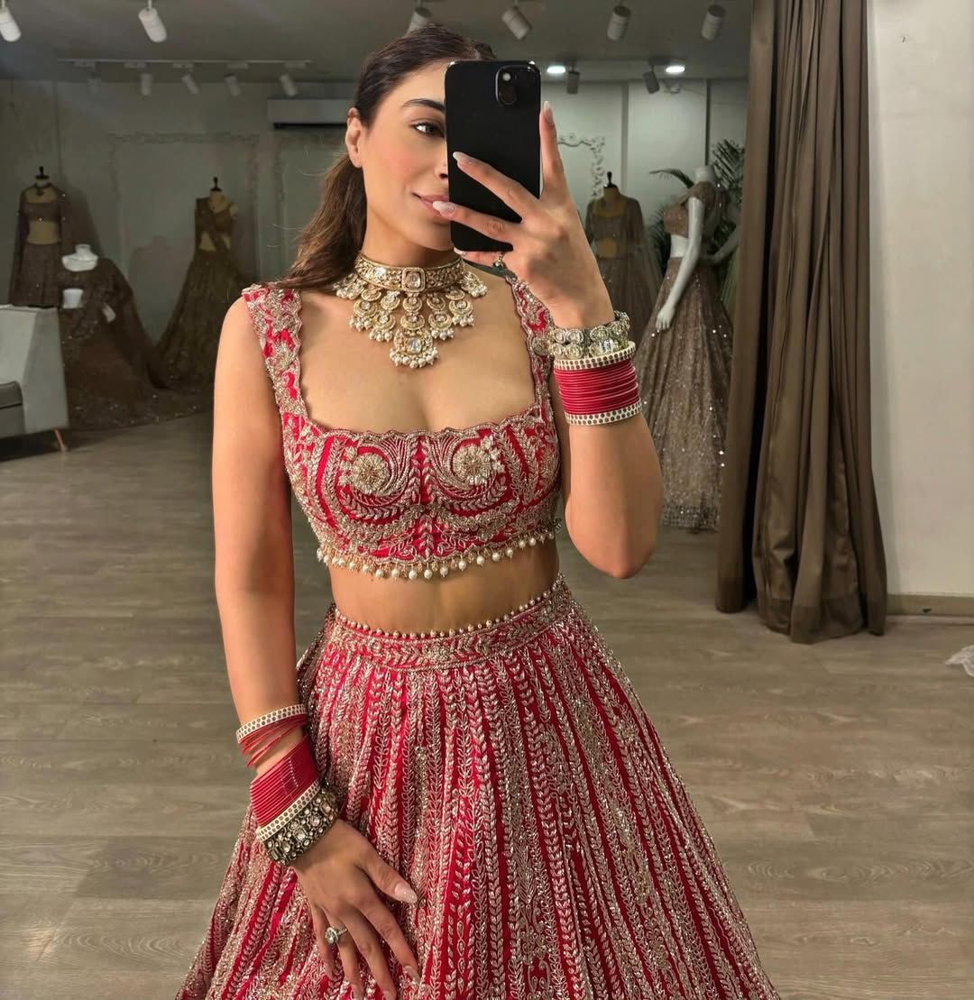 HOS HC-1010 Designer Lehenga – Boomer Silk with Thread, Coding & Sequins Work (3.5 Mtr Flair)