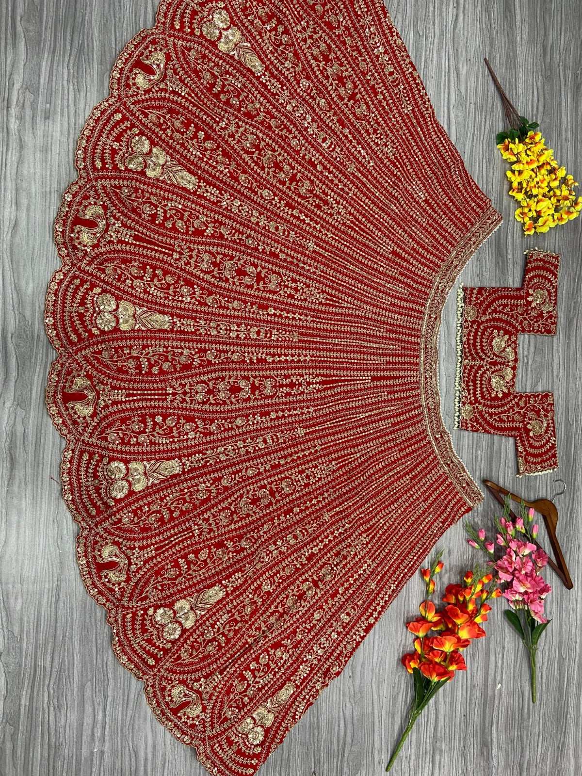 HOS HC-1010 Designer Lehenga – Boomer Silk with Thread, Coding & Sequins Work (3.5 Mtr Flair) - House Of ShiVisha