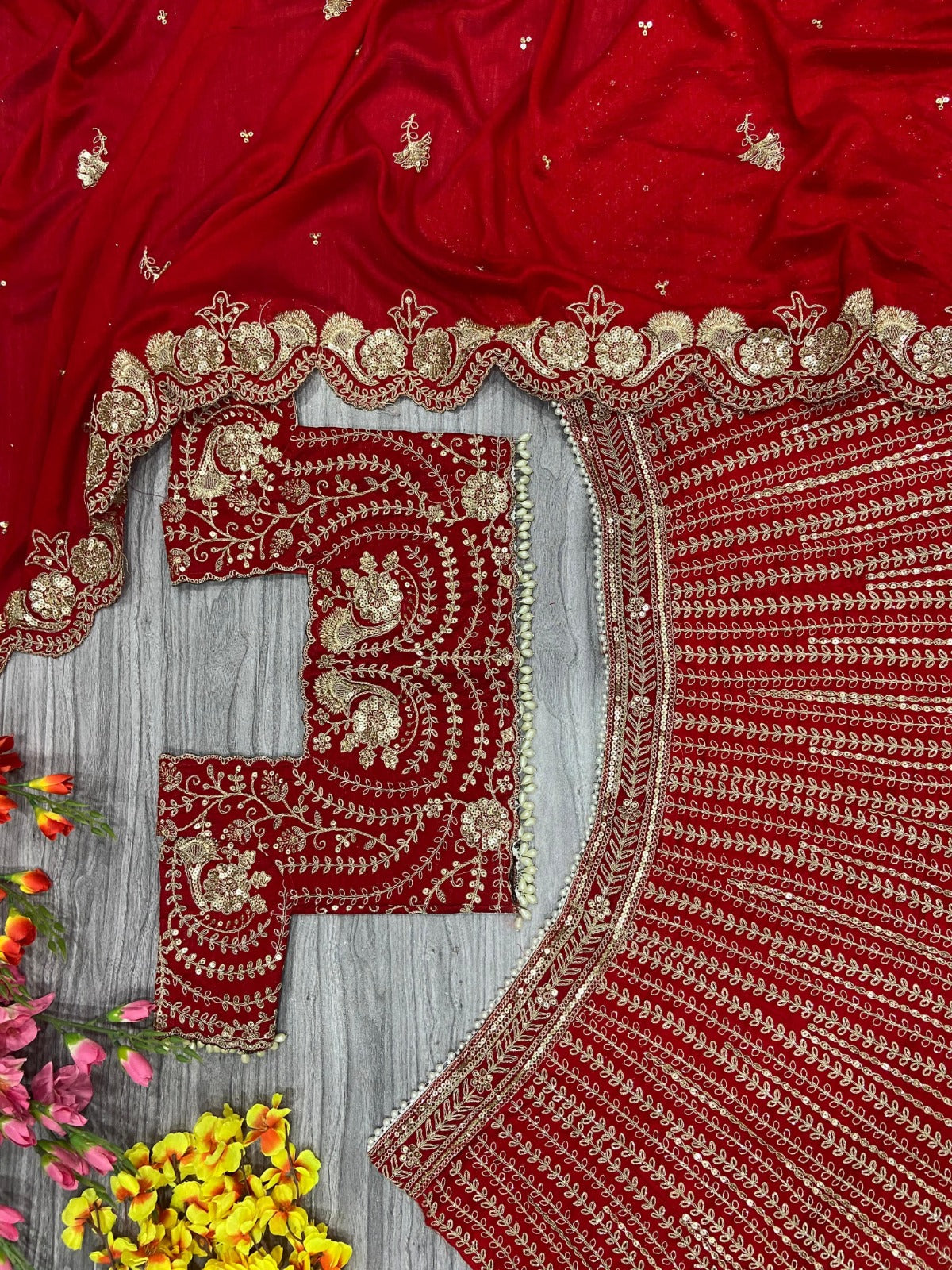 HOS HC-1010 Designer Lehenga – Boomer Silk with Thread, Coding & Sequins Work (3.5 Mtr Flair)